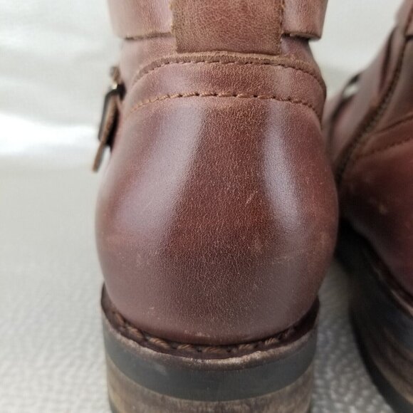 ✅Bussola PRAUGUE Brown Leather Boots Side Zip Straps Women's Size 38 / 7-7.5 US - Picture 11 of 16